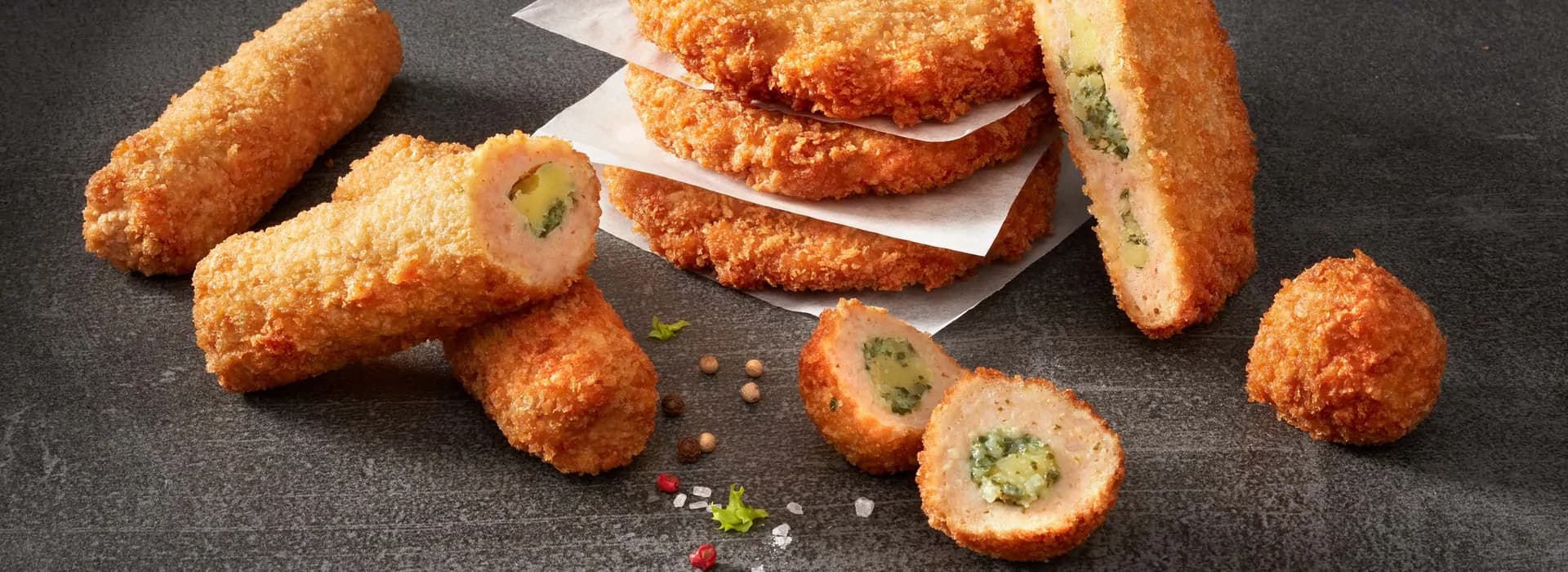Filled and crumbed products