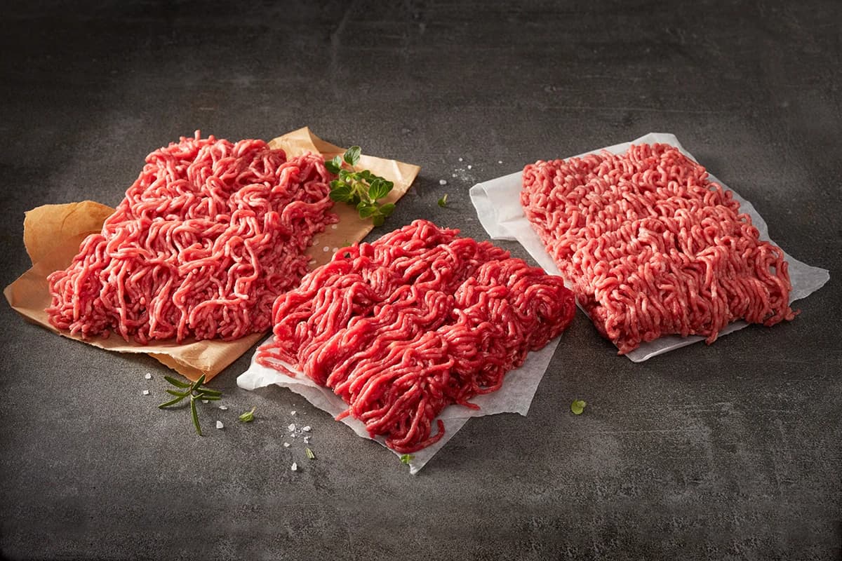 Minced meat portions on paper
