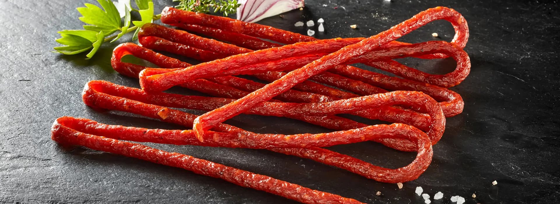 Thin snack sticks with herbs