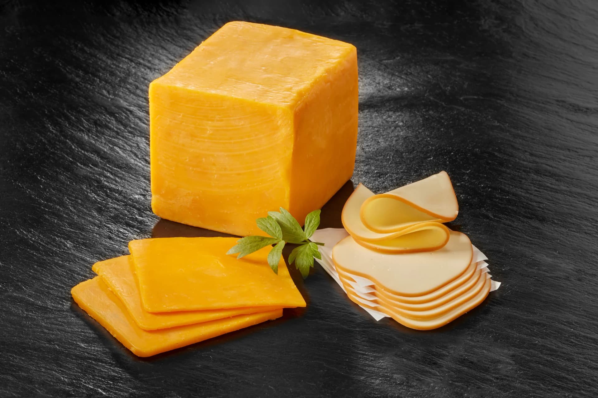 Cheese block with slices