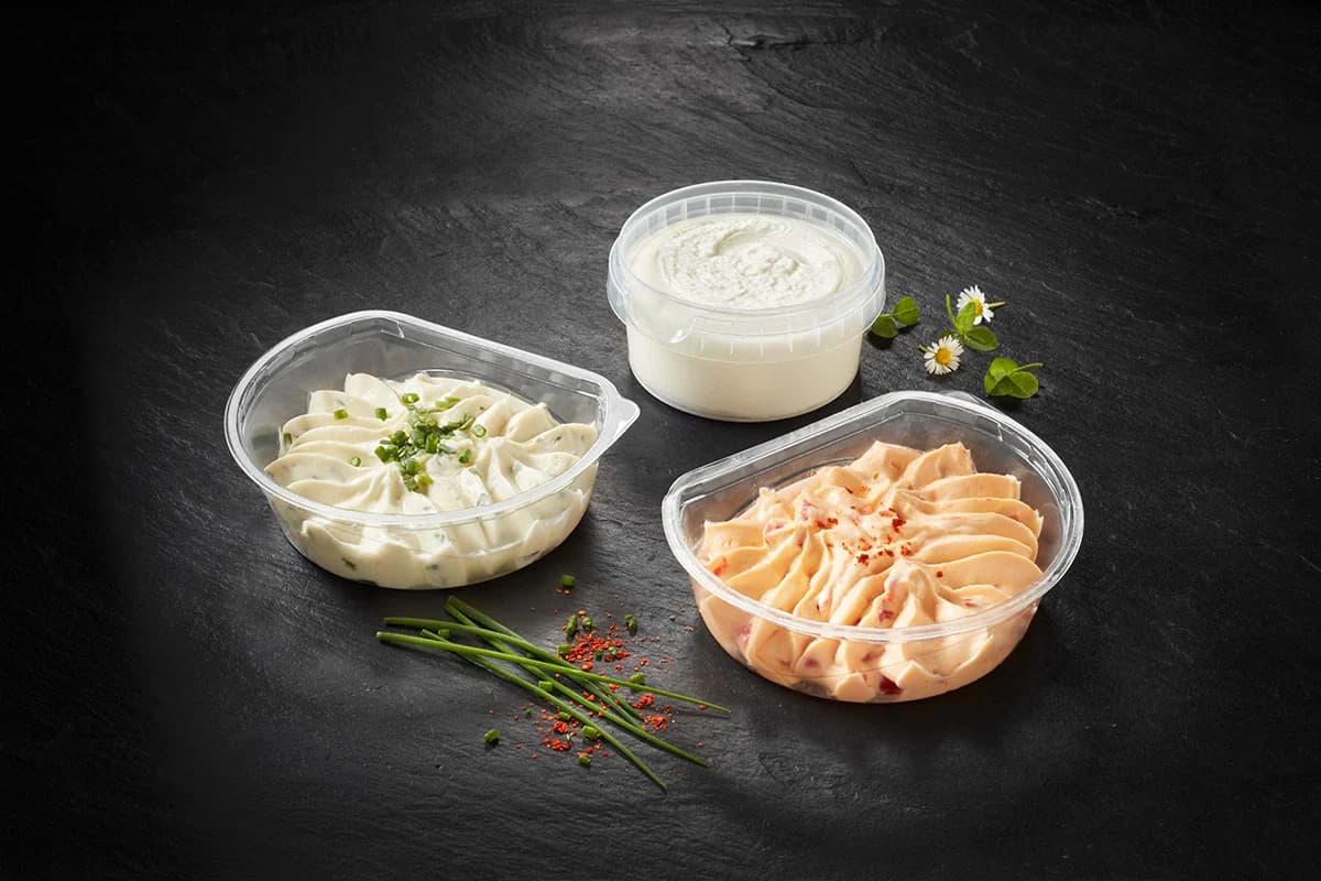 Cheese spreads in tubs